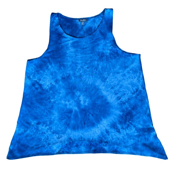 Neiman Marcus Tie Dye Blue Flowy Tank Top, Boho Chic - Size L - Picture 3 of 11